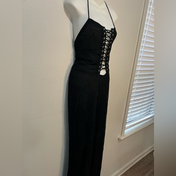 Fashion Nova Black Lace Up Corset Wide Leg Jumpsuit | NWT | Size L - Picture 5 of 7
